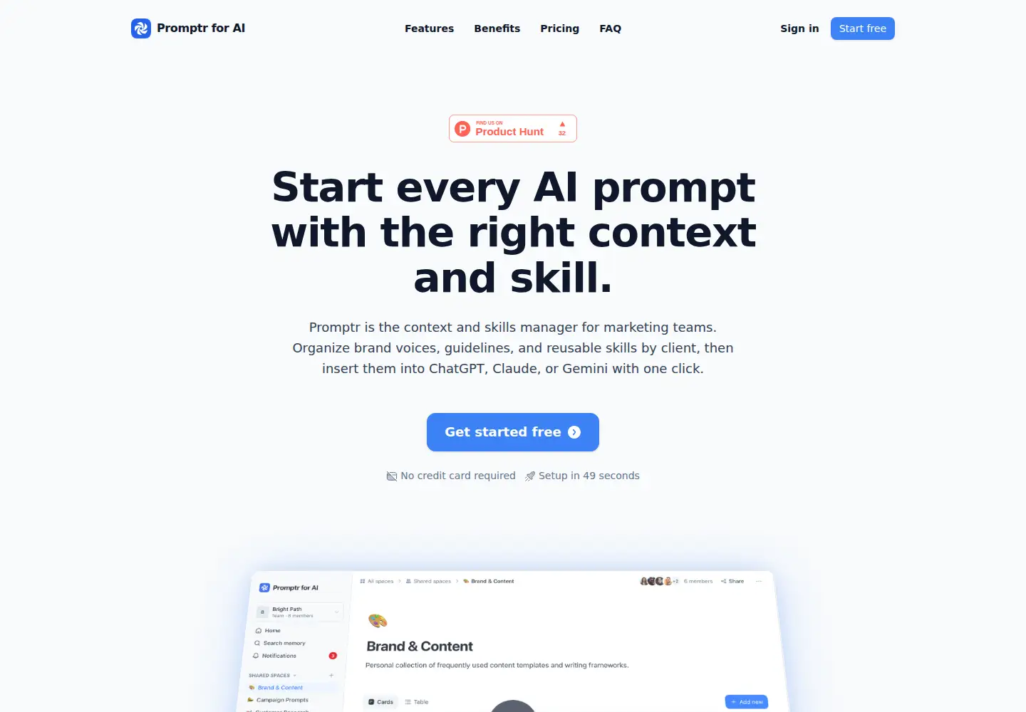 Screenshot of promptr.ai
