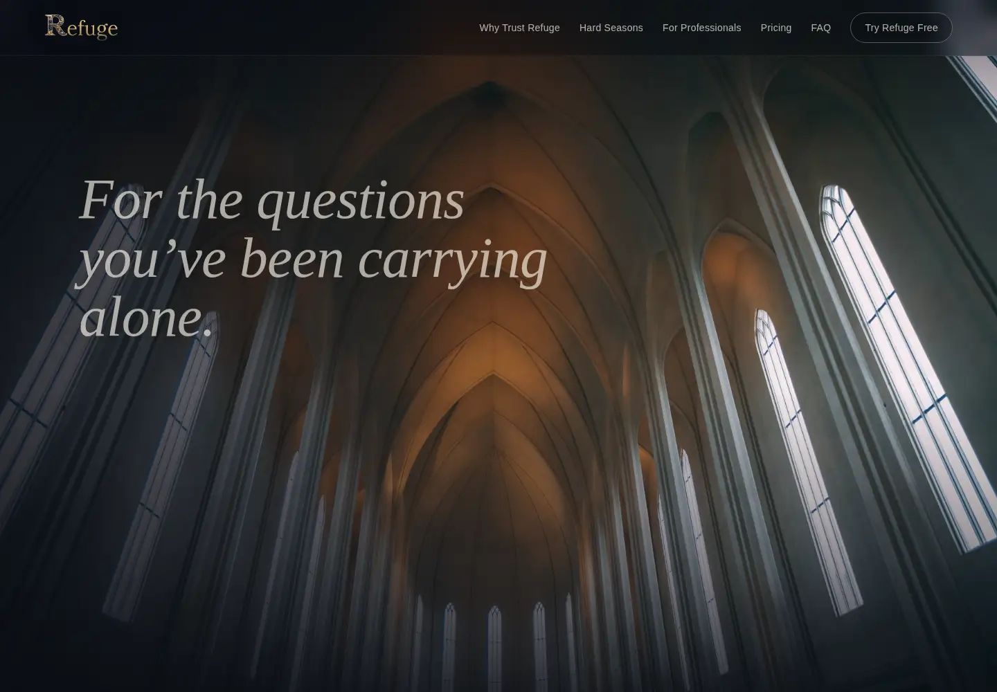 Screenshot of refugeapp.ai