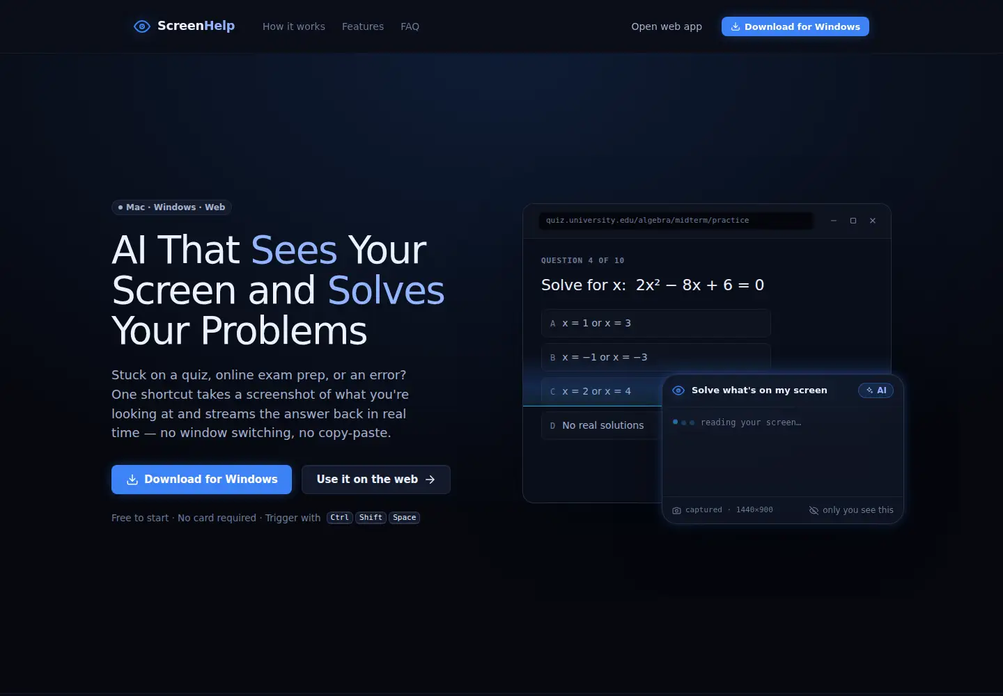Screenshot of screenhelp.ai