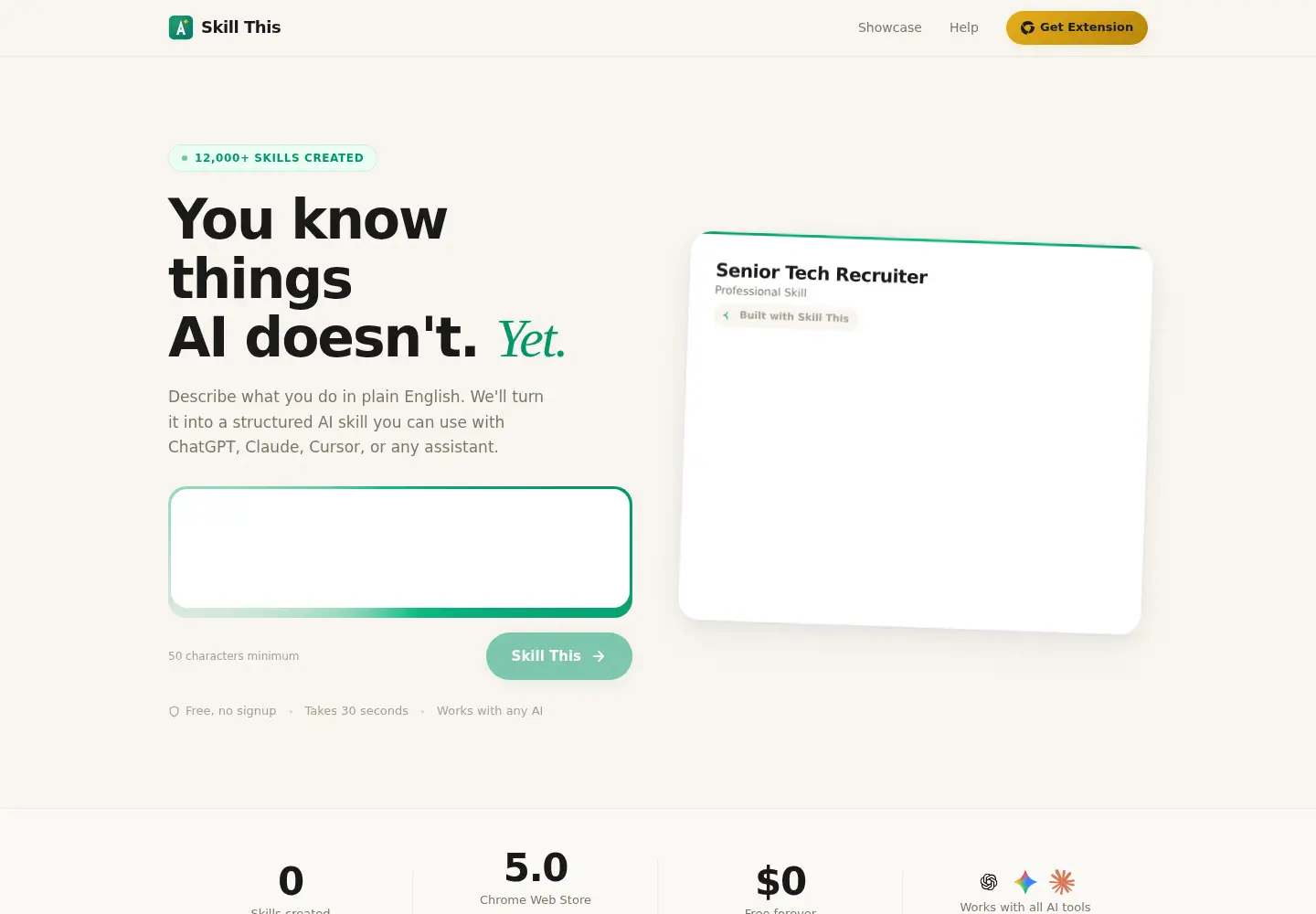 Captured homepage of skillthis.ai in the current scan