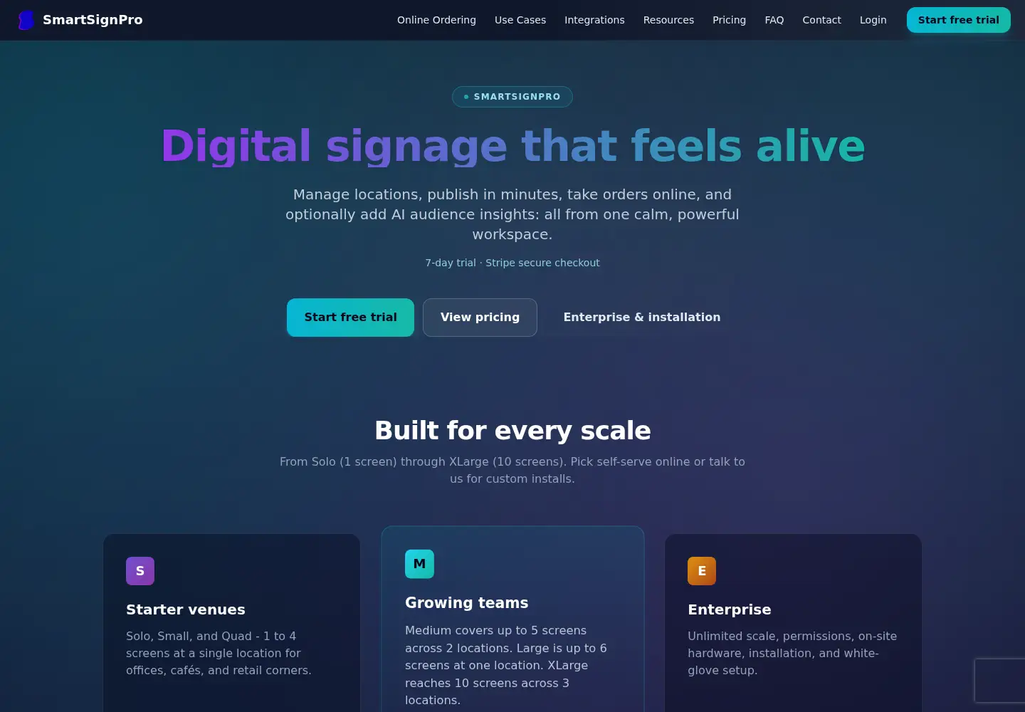 Captured homepage of smartsignpro.ai in the current scan