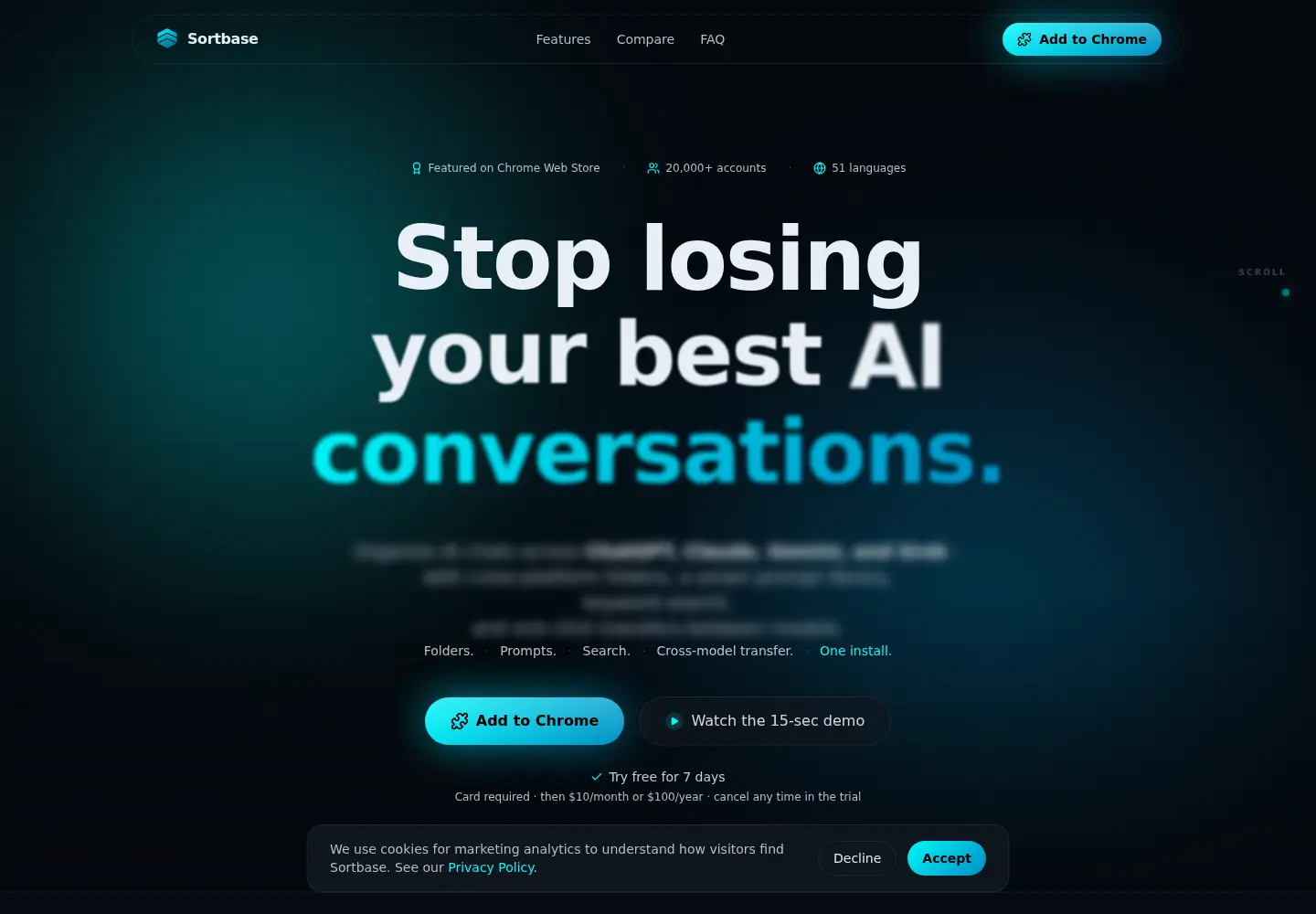 Screenshot of sortbase.ai