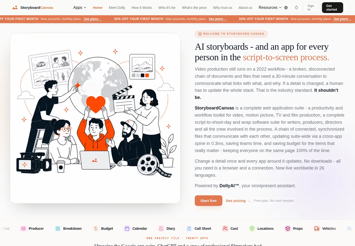 Screenshot of storyboardcanvas.ai
