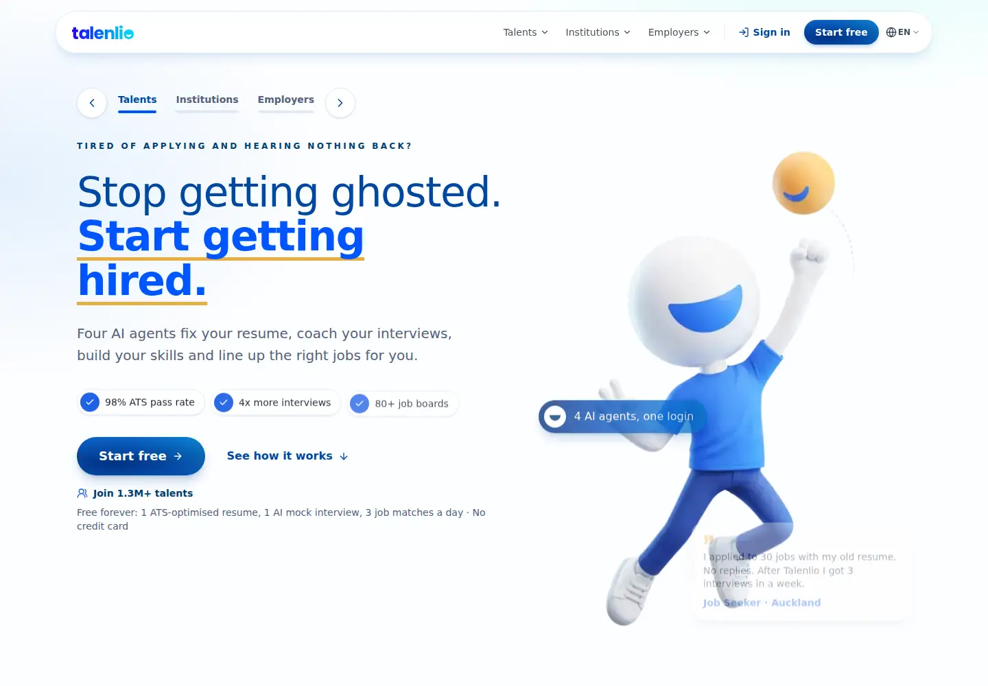 Screenshot of talenlio.ai