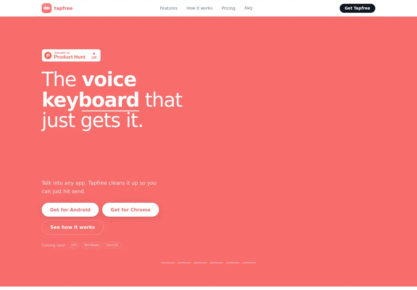 Captured homepage of tapfree.ai in the current scan