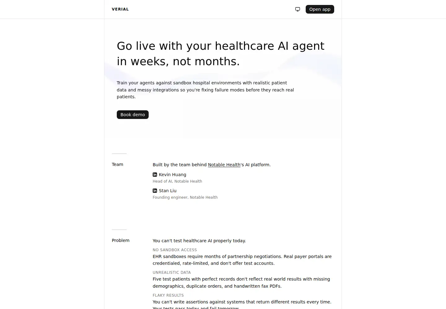 Captured homepage of verial.ai in the current scan