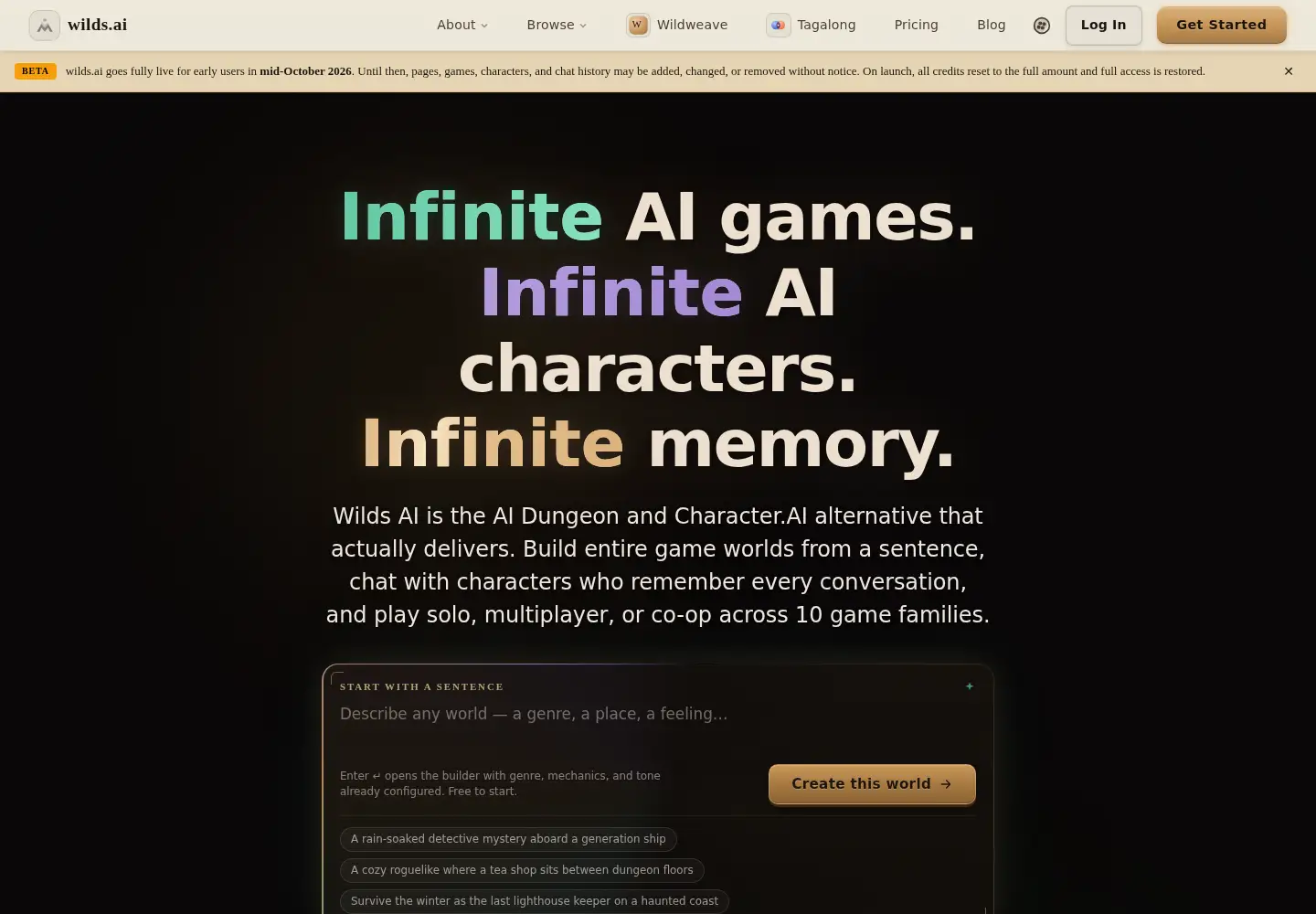 Screenshot of wilds.ai