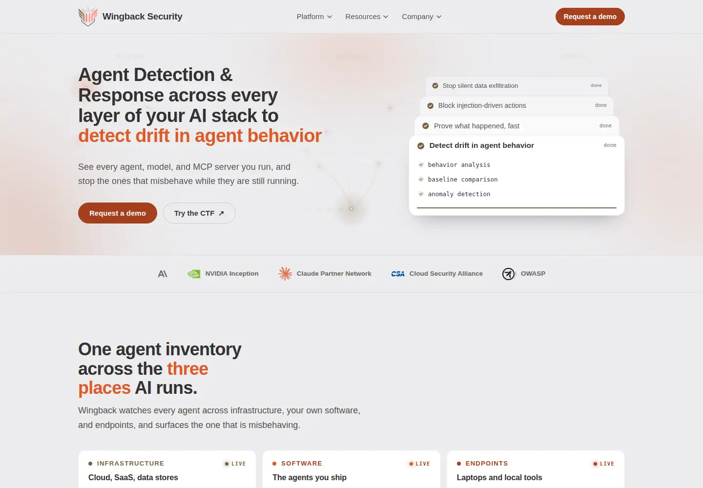 Screenshot of wingback.ai