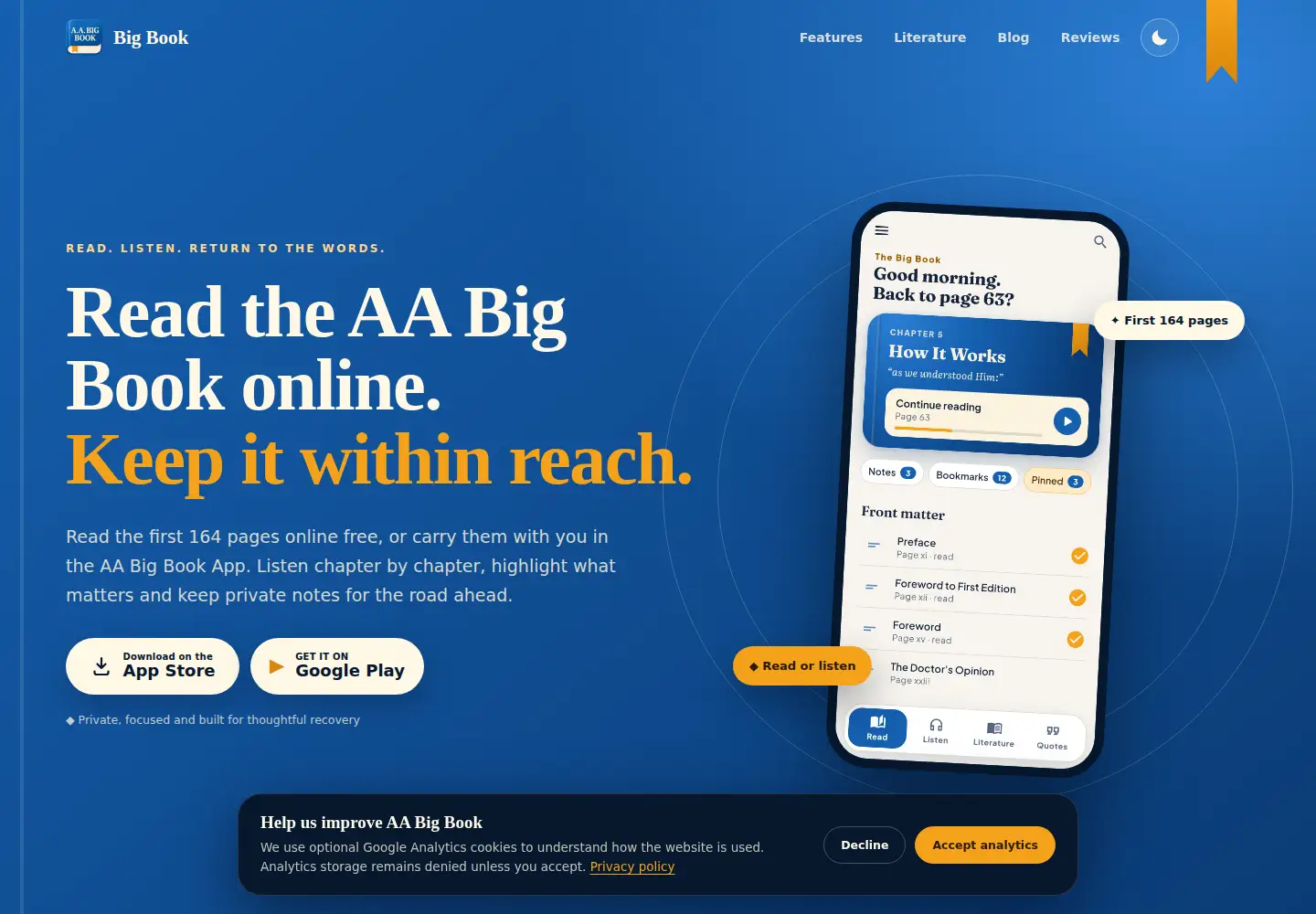 Screenshot of aabigbook.app