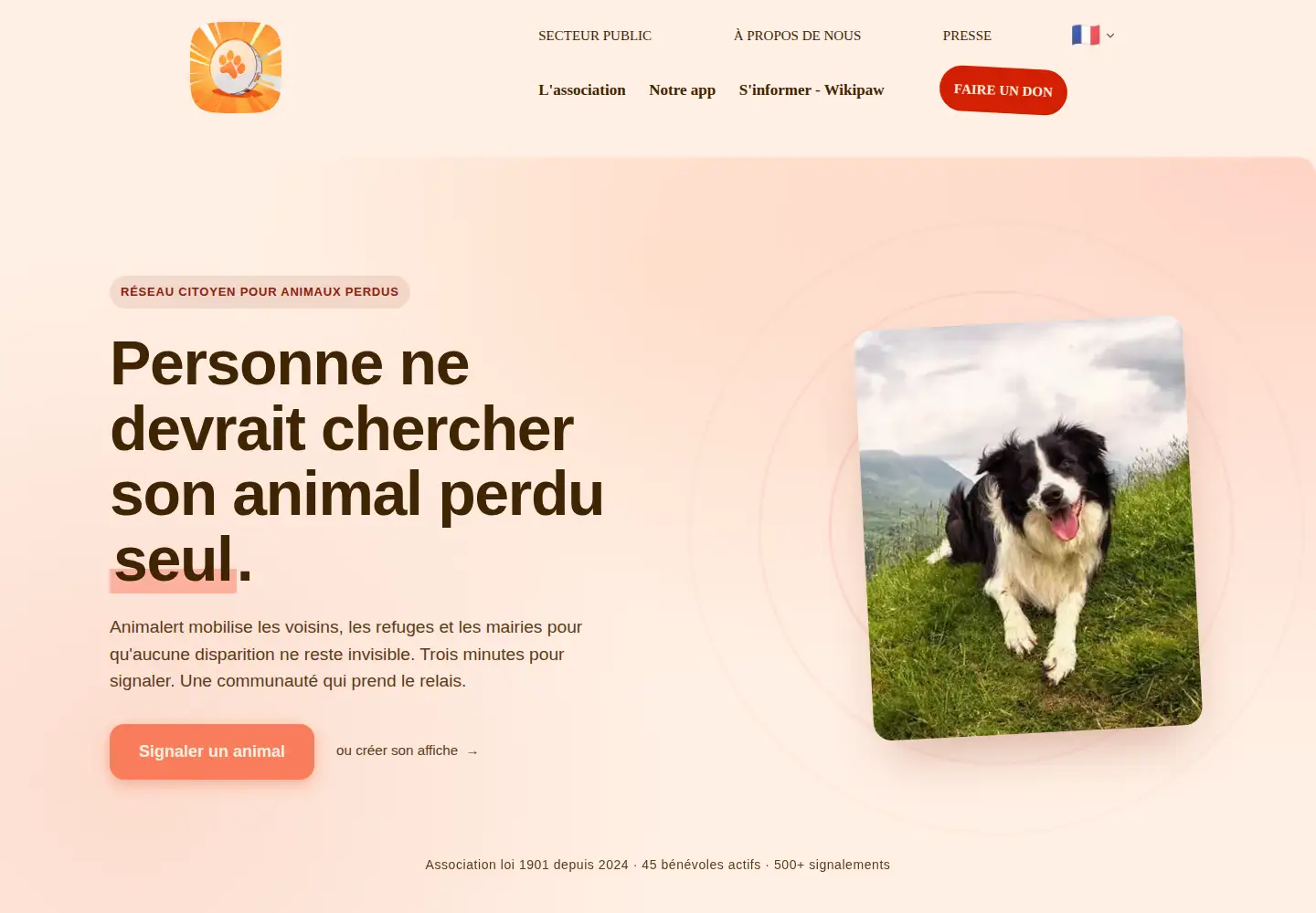 Screenshot of animalert.app