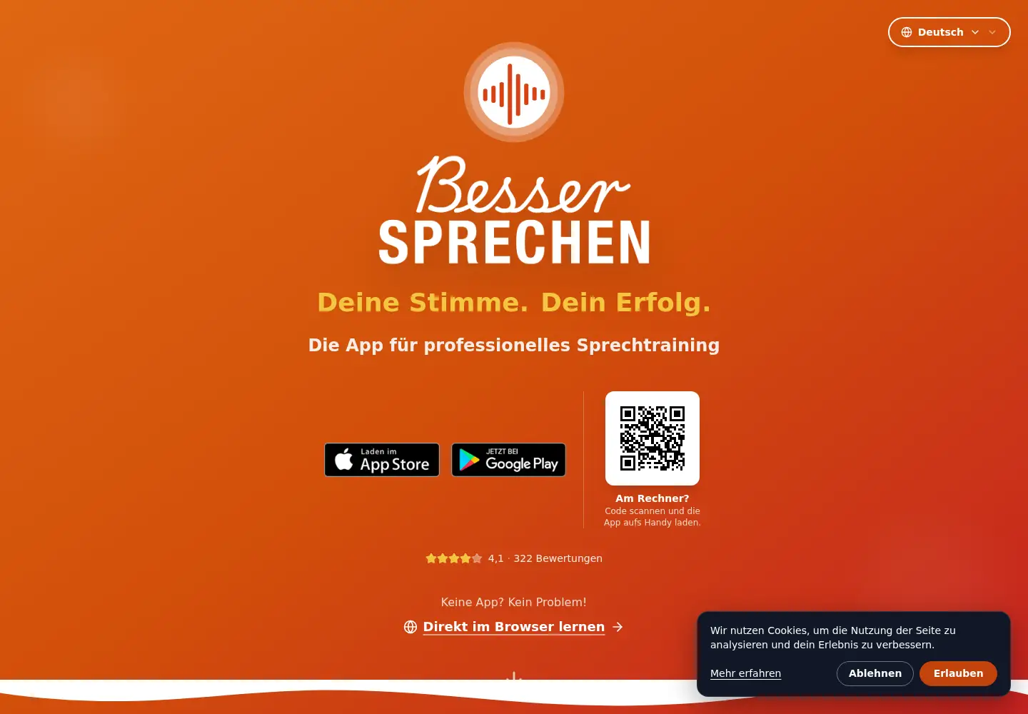 Captured homepage of bessersprechen.app in the current scan