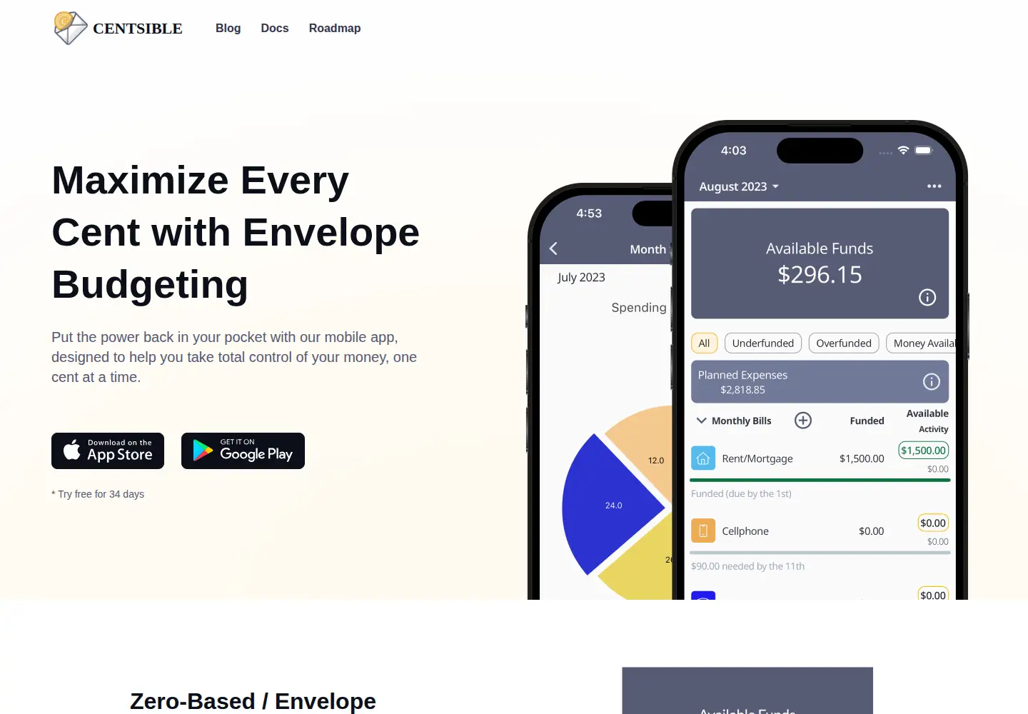Screenshot of centsible.app
