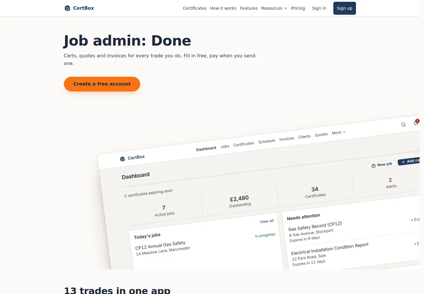 Screenshot of certbox.app