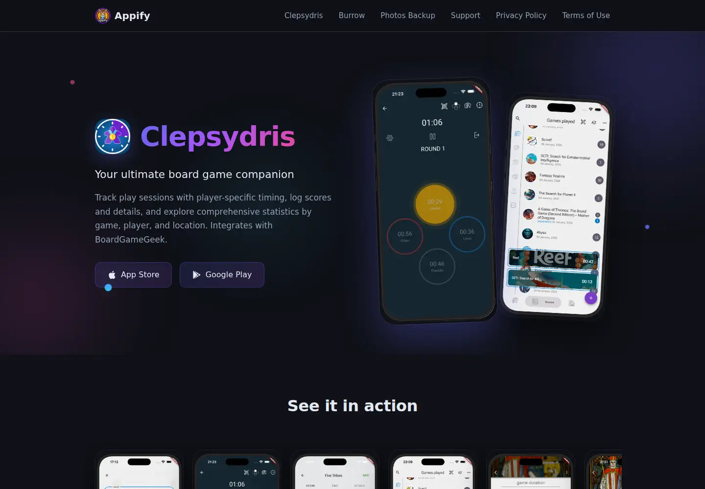 Screenshot of clepsydris.app