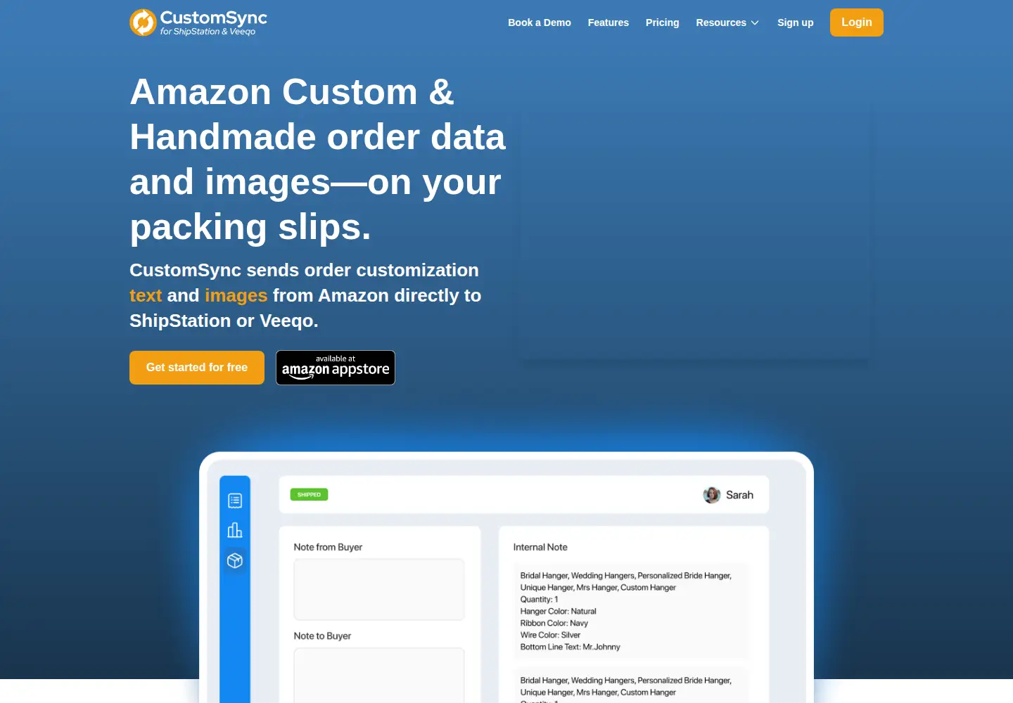 Captured homepage of customsync.app in the current scan