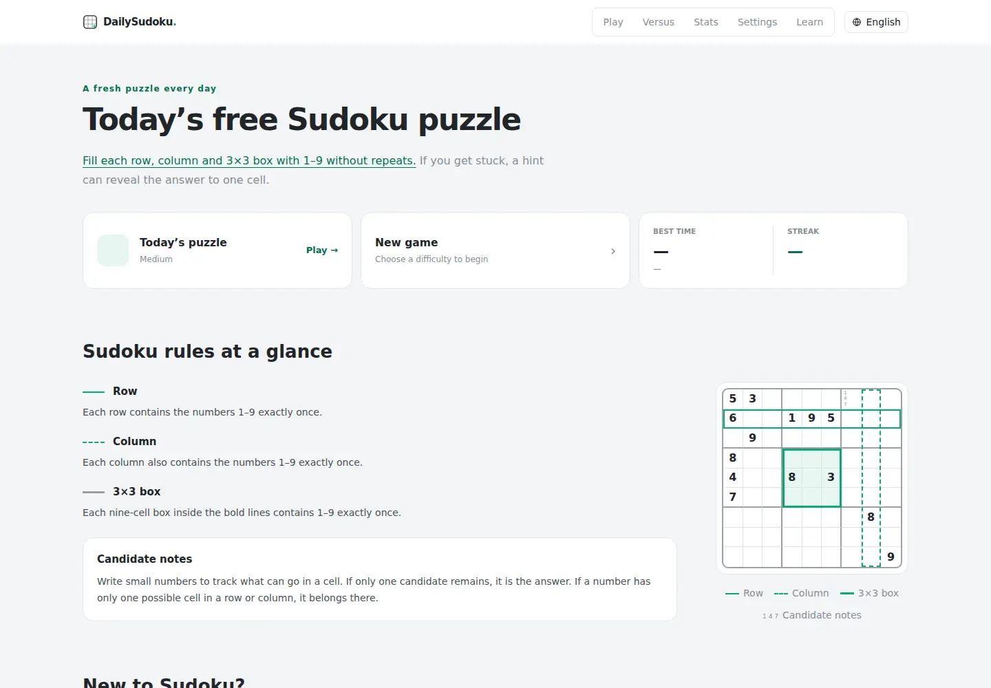 Captured homepage of dailysudoku.app in the current scan