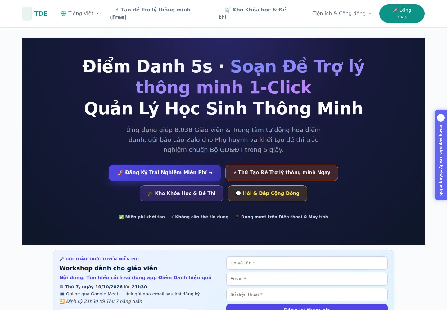 Captured homepage of diemdanh.app in the current scan