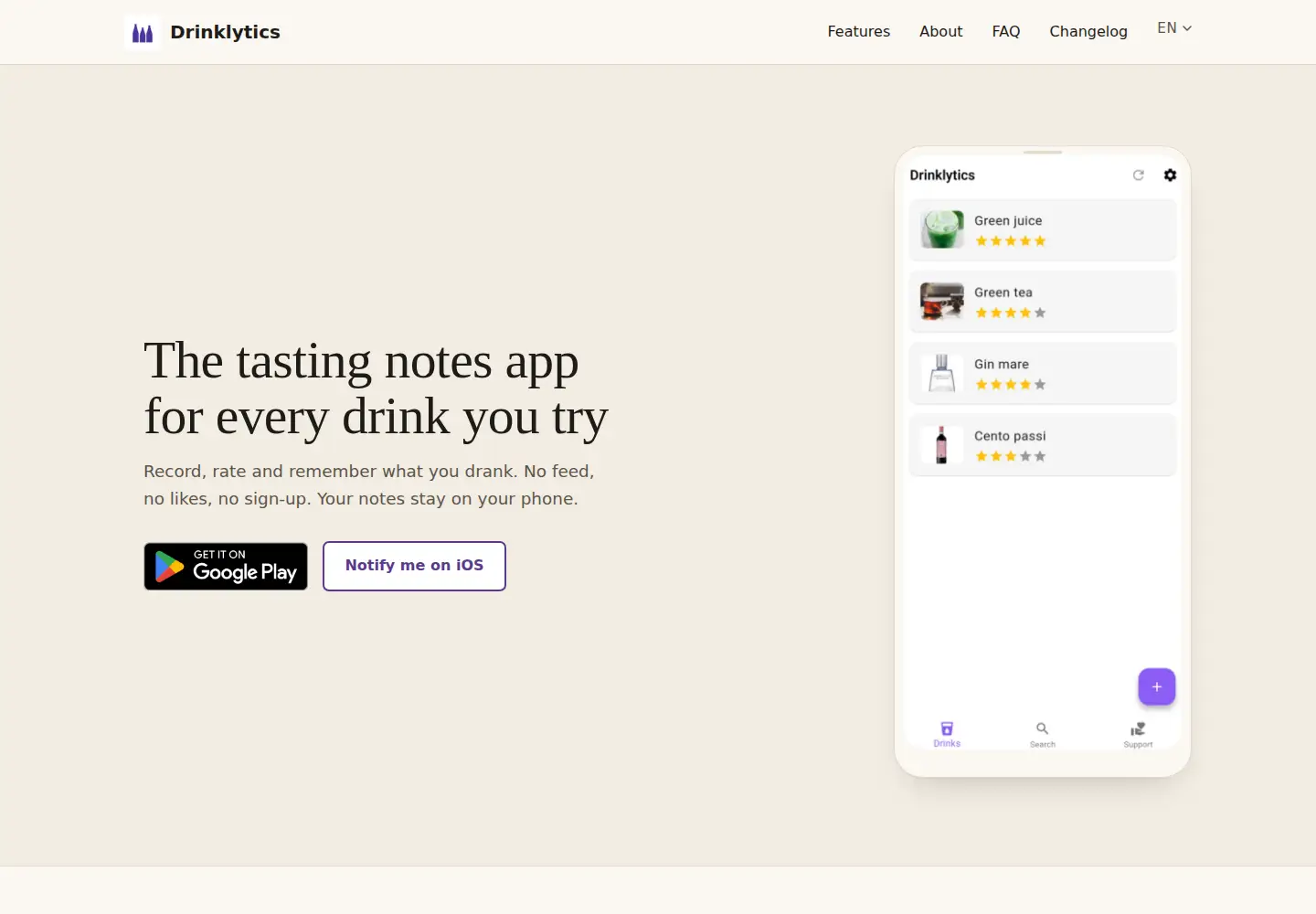 Screenshot of drinklytics.app
