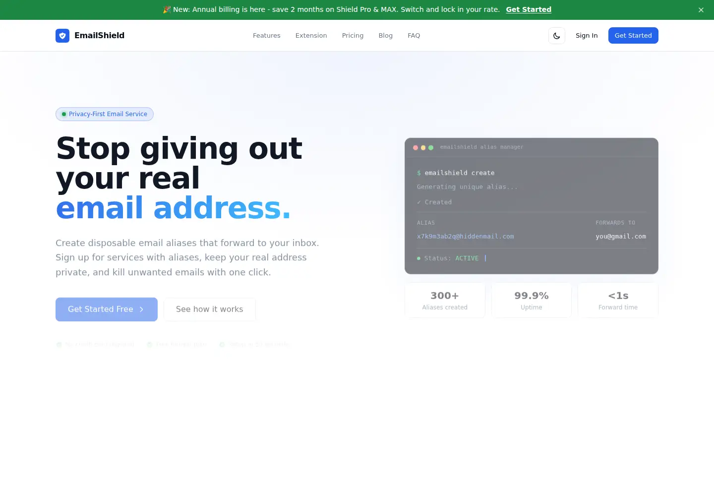 Screenshot of emailshield.app