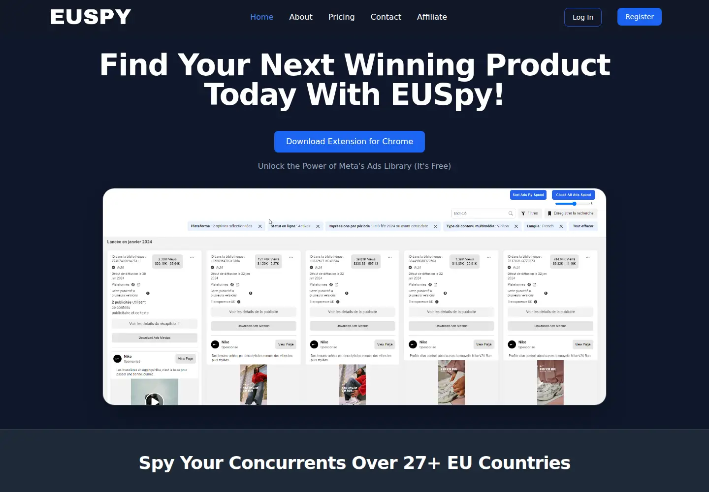 Captured homepage of euspy.app in the current scan