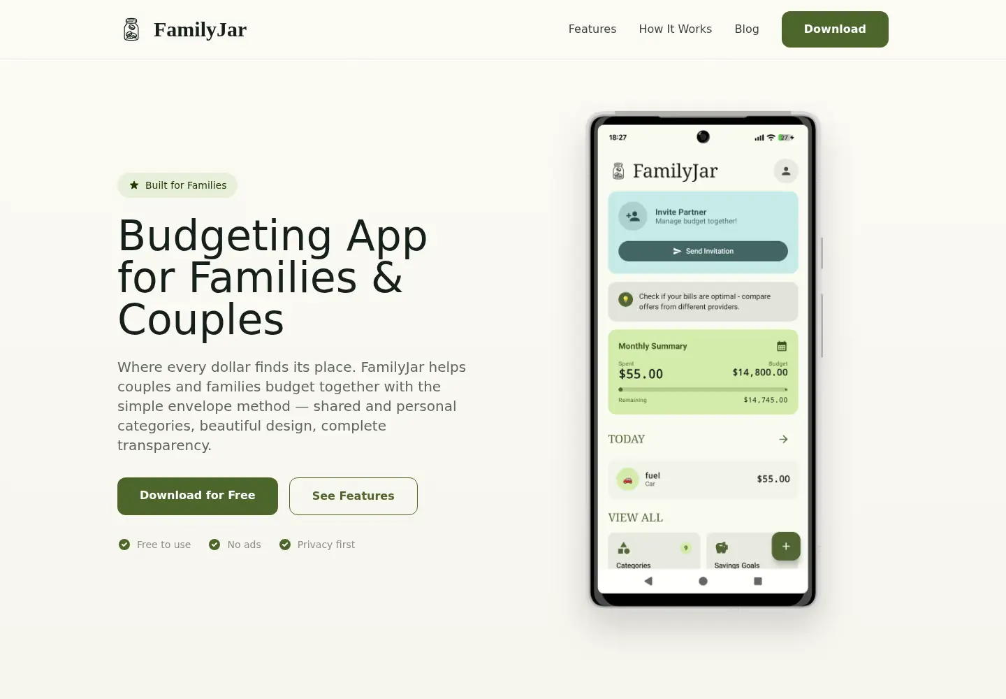 Captured homepage of familyjar.app in the current scan