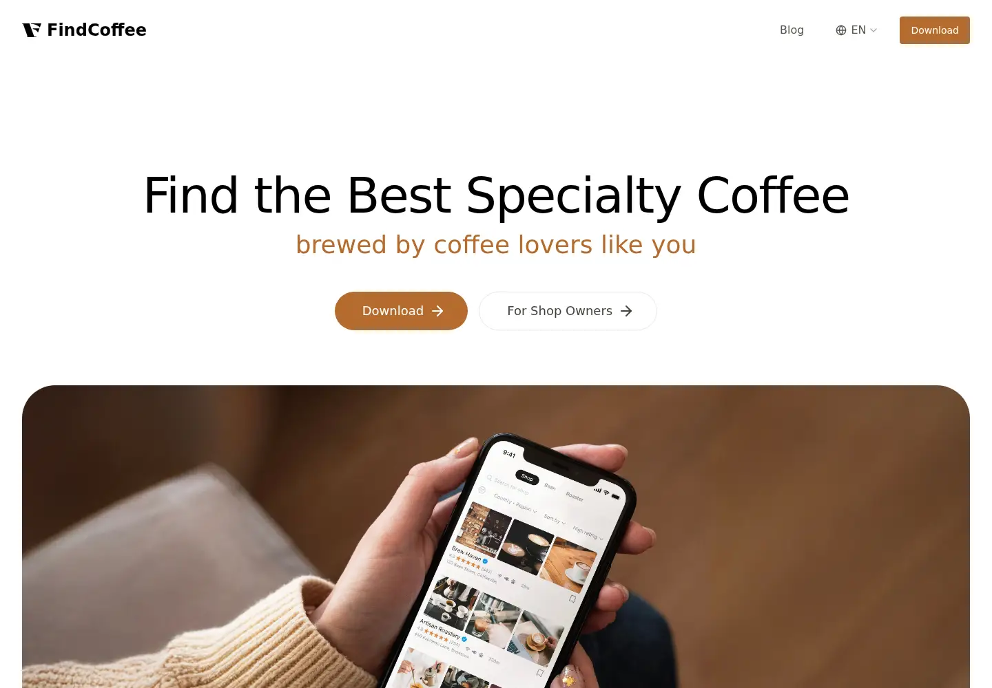 Screenshot of findcoffee.app