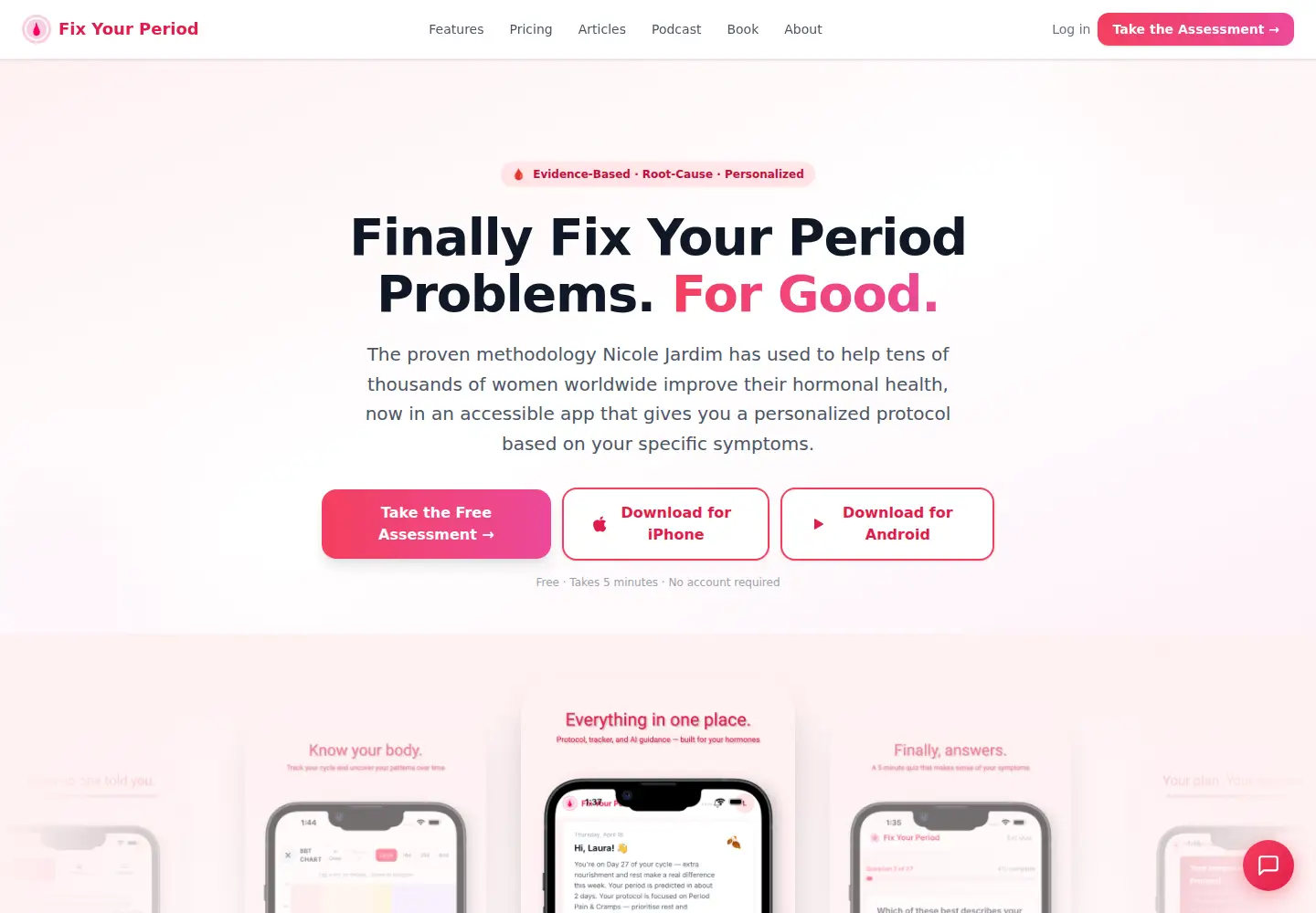 Captured homepage of fixyourperiod.app in the current scan