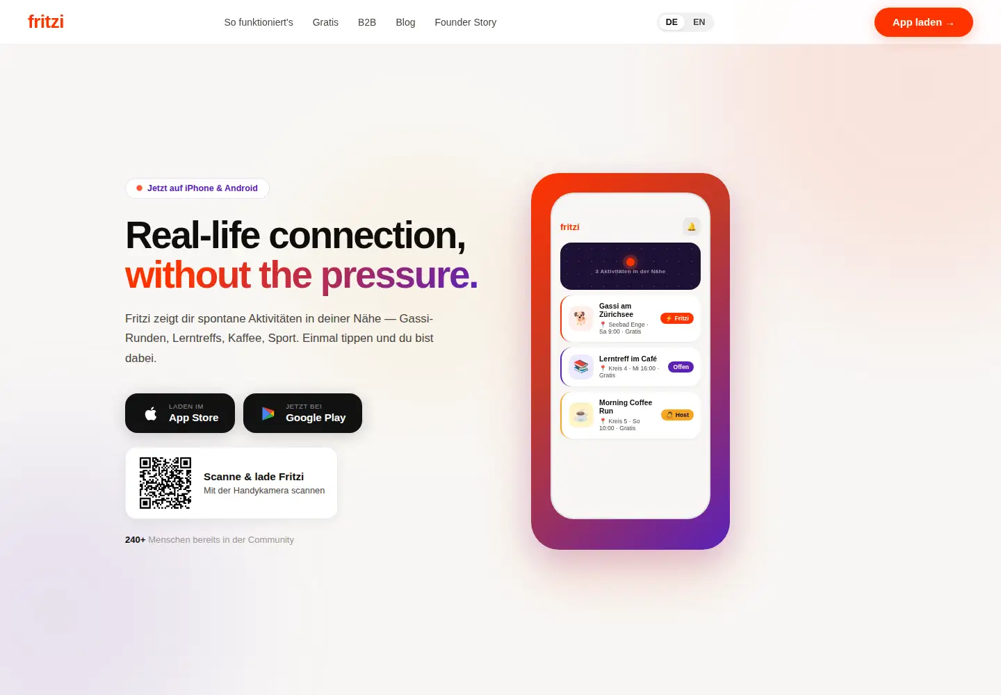 Captured homepage of fritzi.app in the current scan