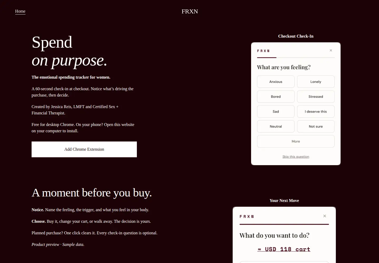 Captured homepage of frxn.app in the current scan