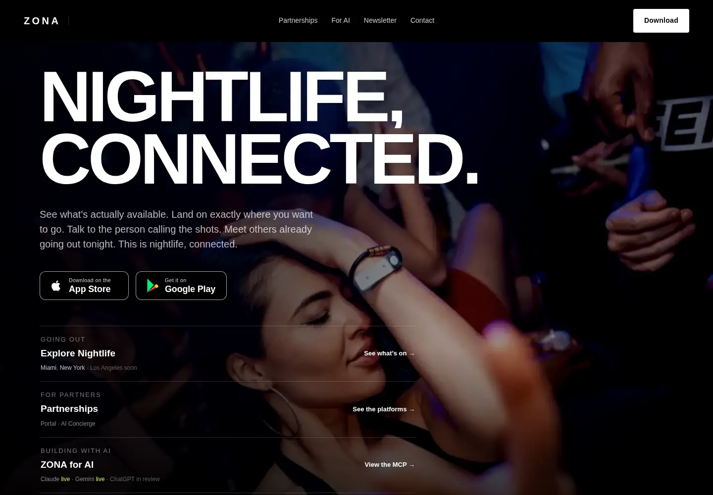 Captured homepage of getzona.app in the current scan