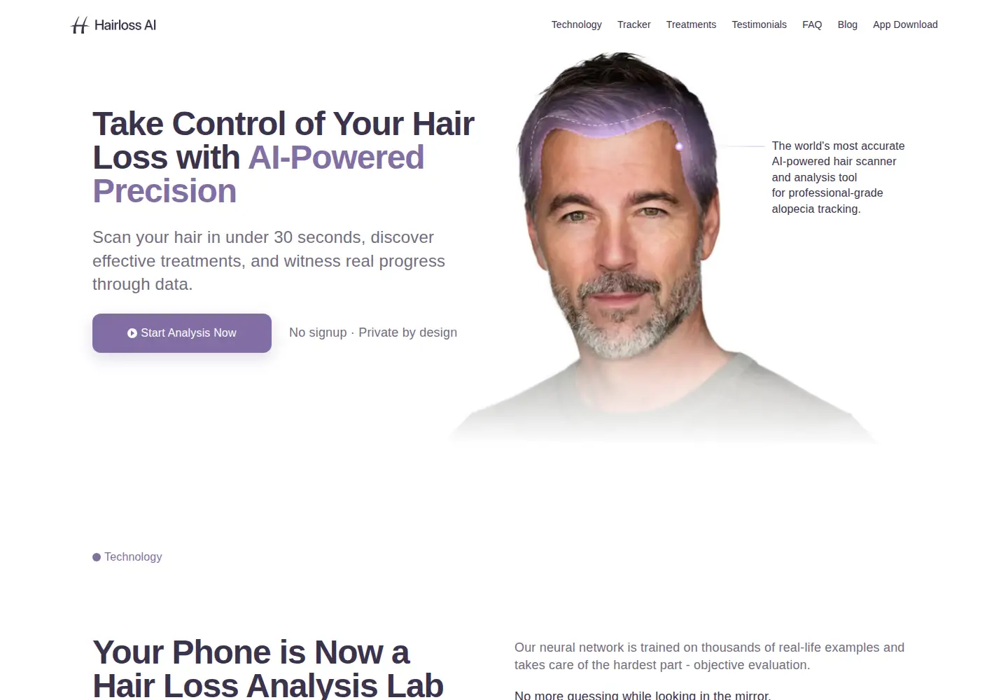 Screenshot of hairlossai.app