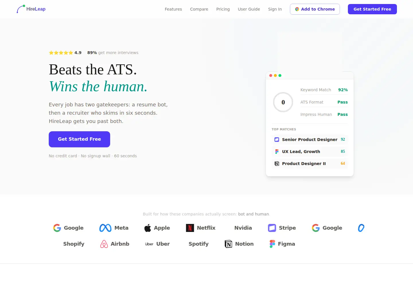 Captured homepage of hireleap.app in the current scan