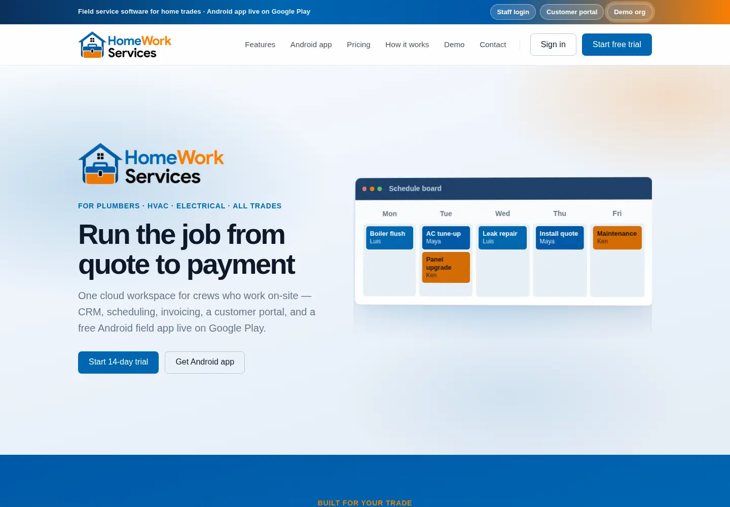 Captured homepage of homeworkservices.app in the current scan
