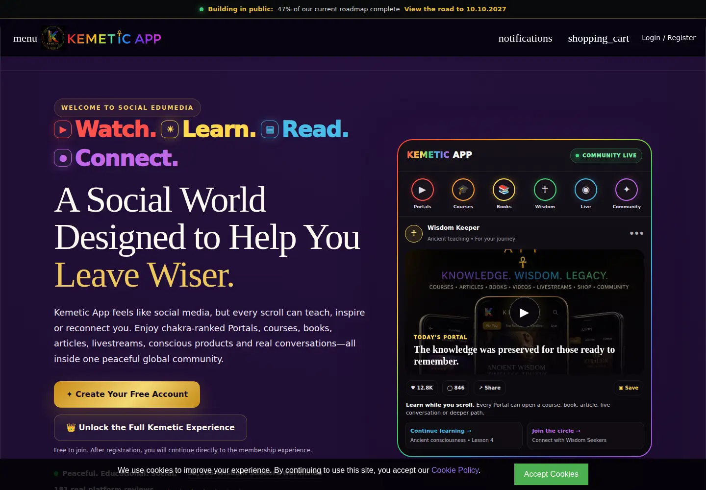 Captured homepage of kemetic.app in the current scan