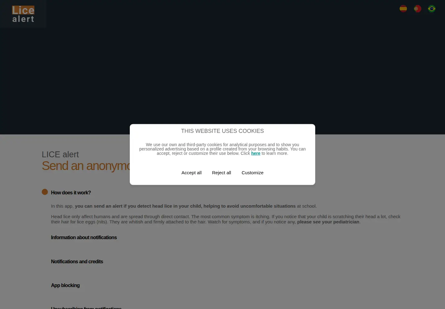 Screenshot of licealert.app