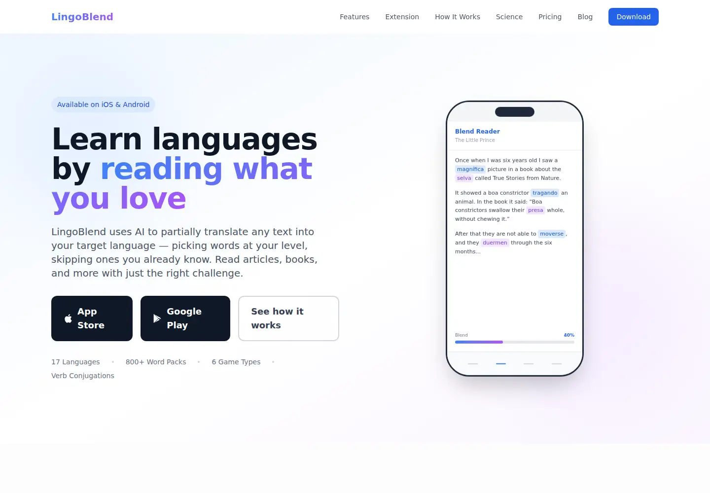 Screenshot of lingoblend.app