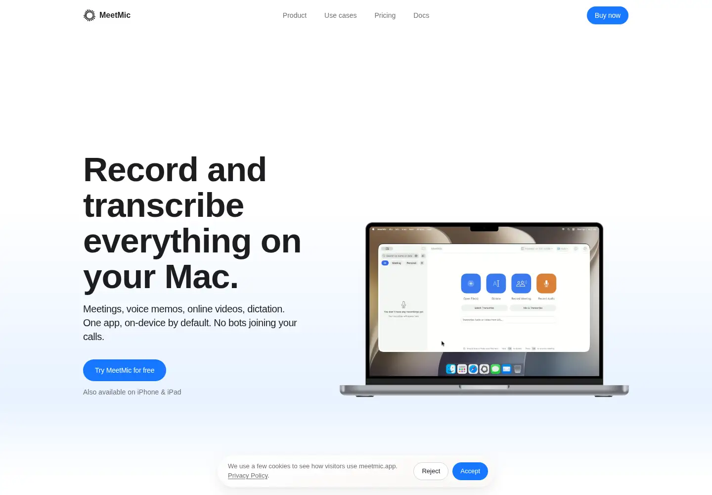 Screenshot of meetmic.app