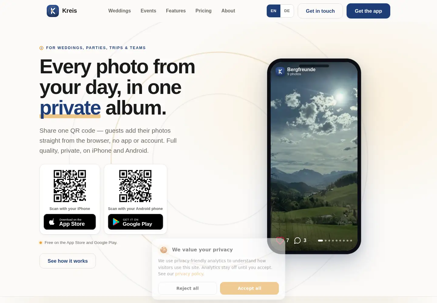 Captured homepage of meinkreis.app in the current scan
