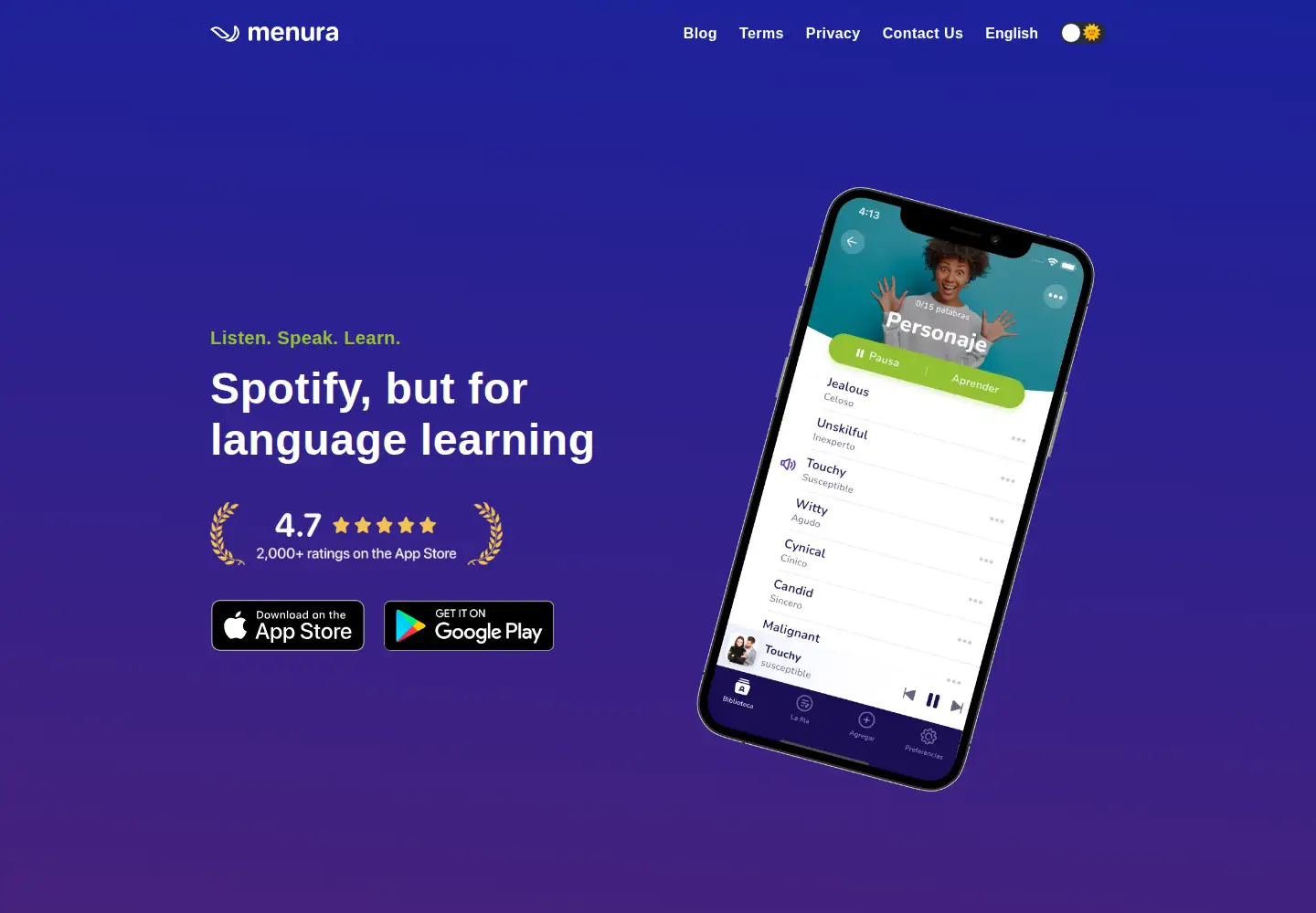 Screenshot of menura.app
