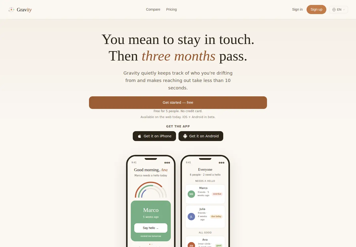 Screenshot of mygravity.app