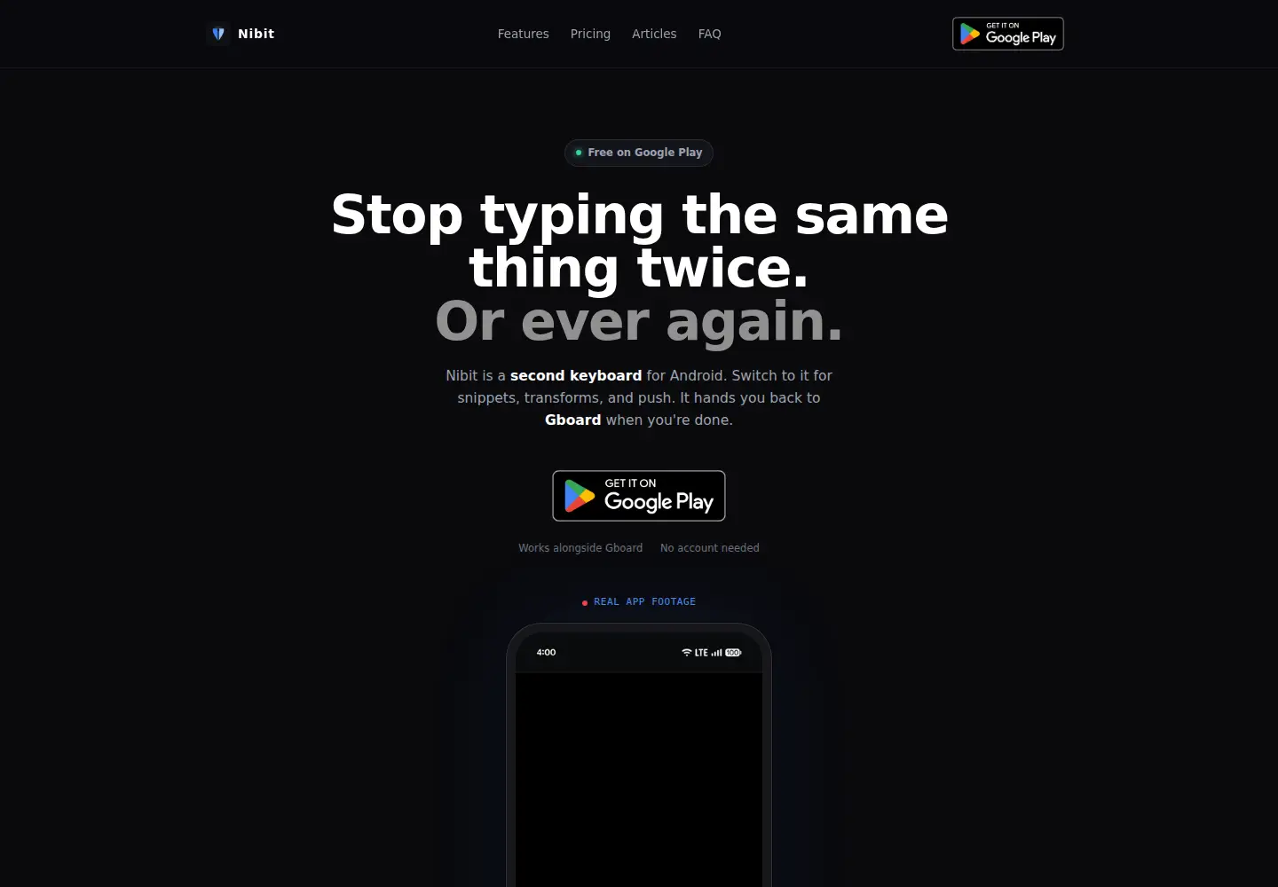 Captured homepage of nibit.app in the current scan