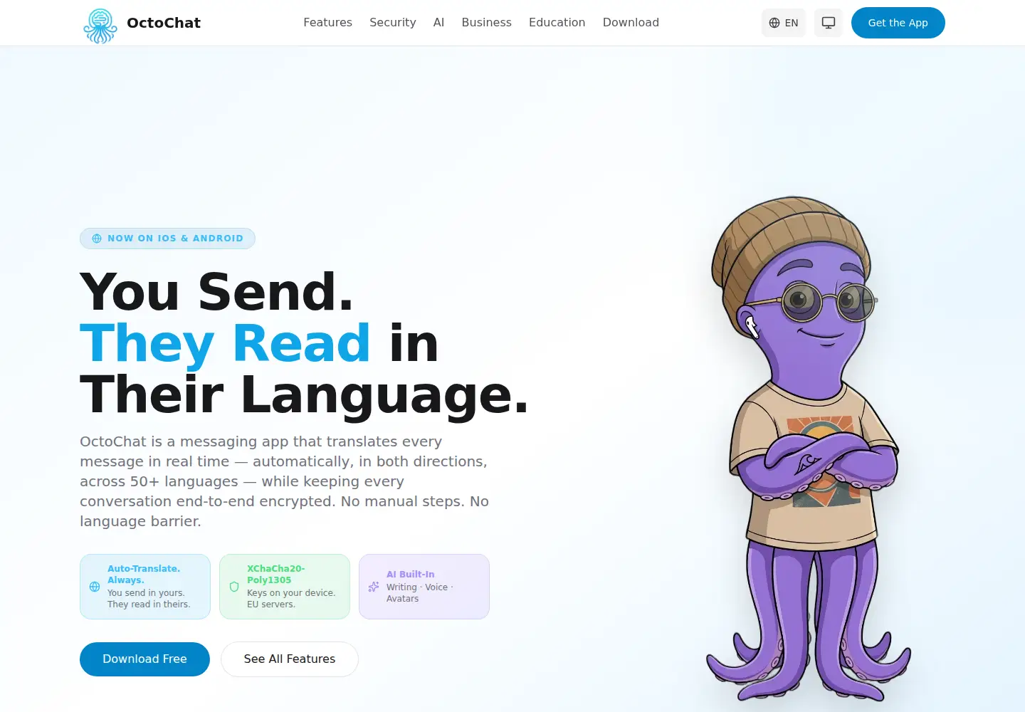 Captured homepage of octochat.app in the current scan