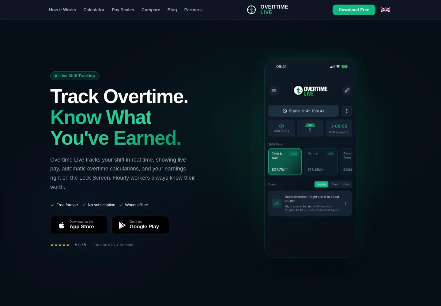 Captured homepage of overtimelive.app in the current scan