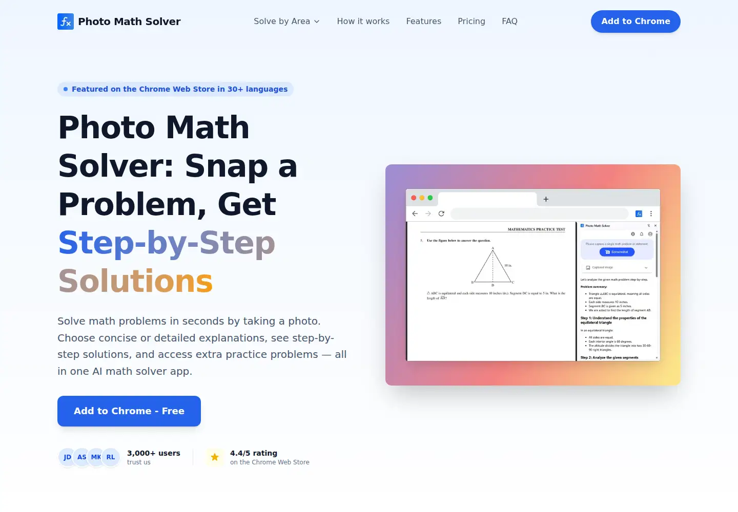 Screenshot of photomathsolver.app