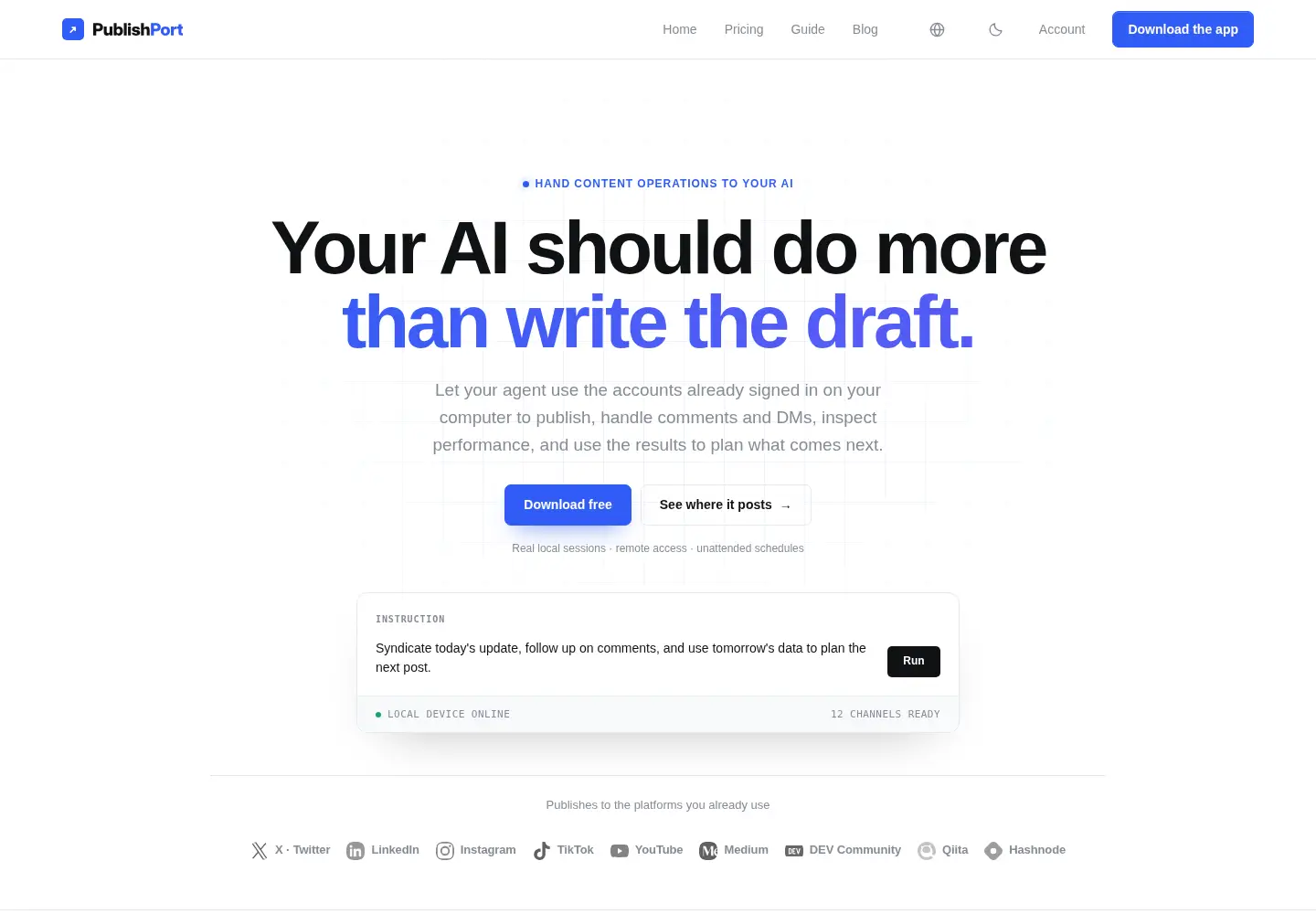 Screenshot of publishport.app