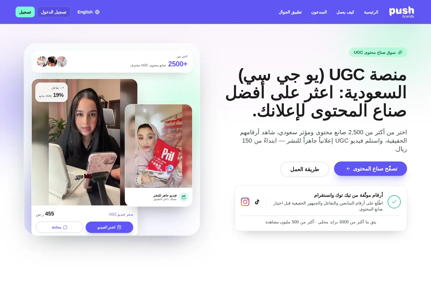 Captured homepage of pushbrands.app in the current scan
