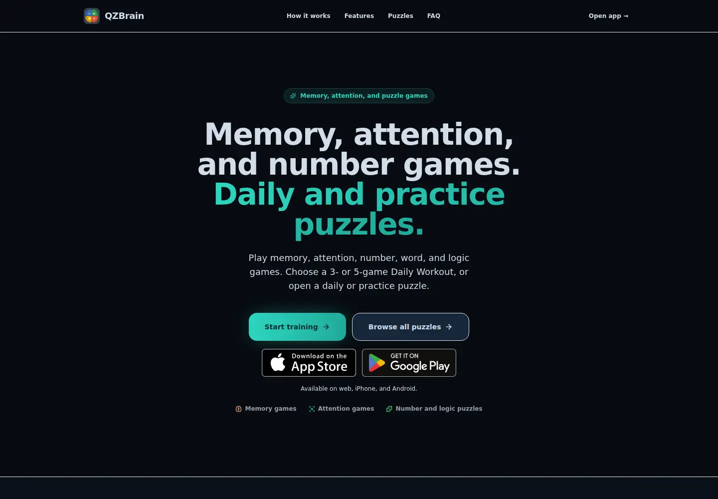 Captured homepage of qzbrain.app in the current scan
