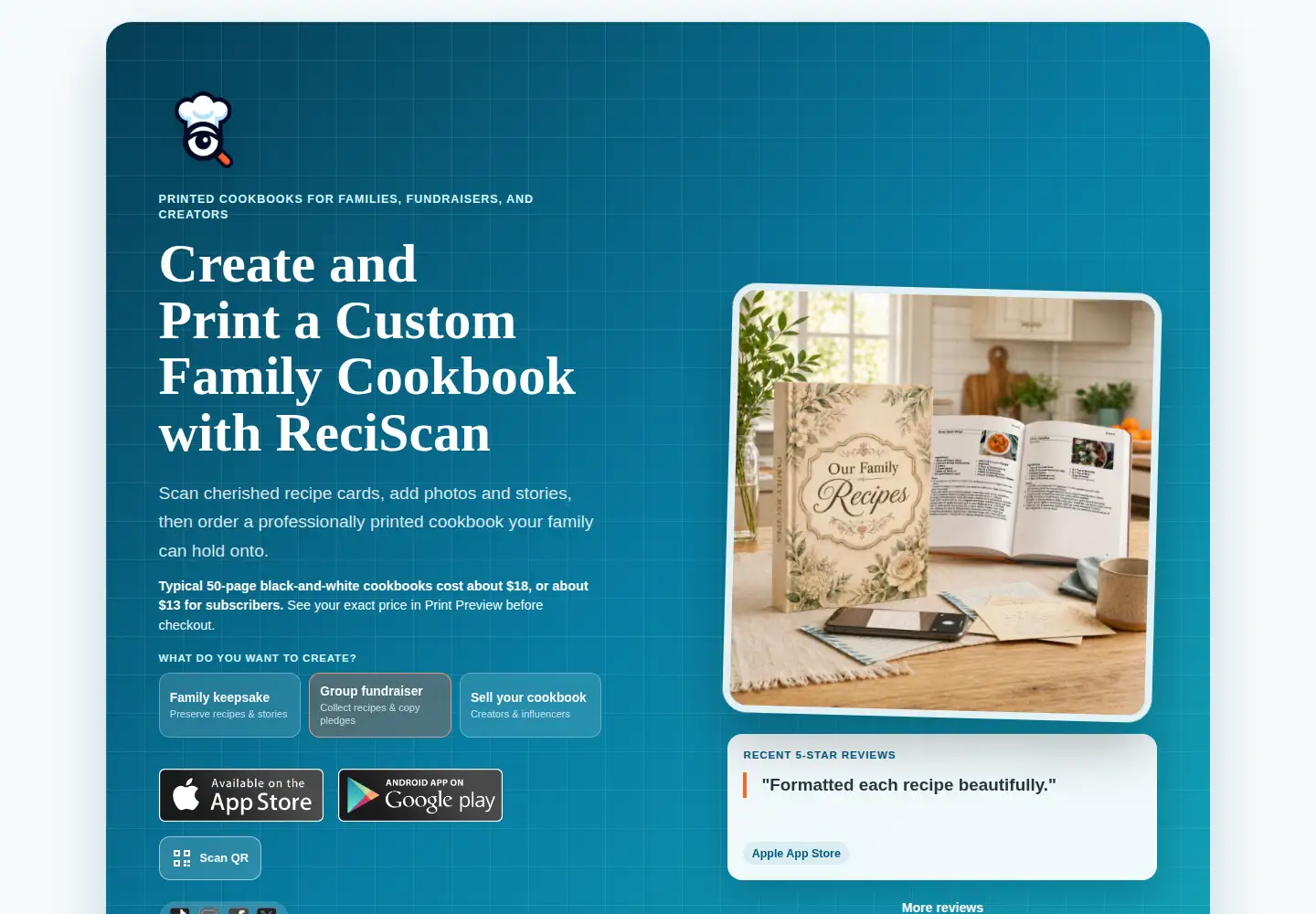 Captured homepage of reciscan.app in the current scan