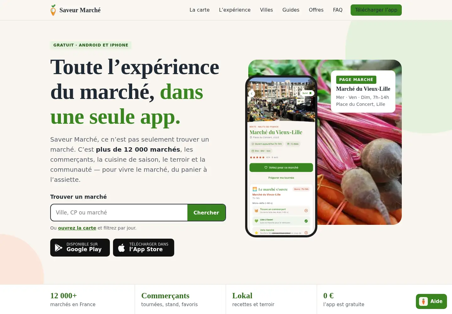 Captured homepage of saveurmarche.app in the current scan