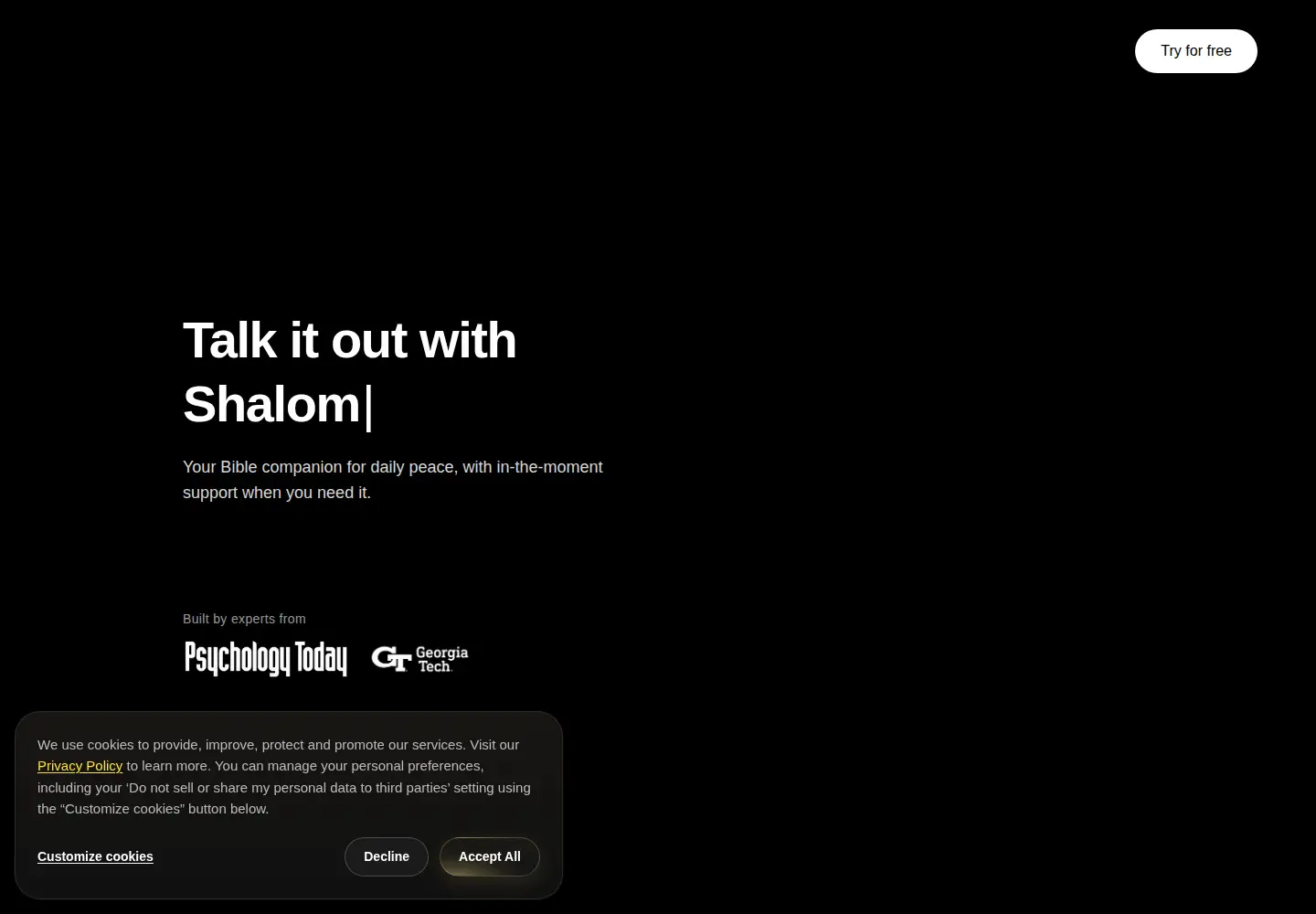 Screenshot of shalomai.app